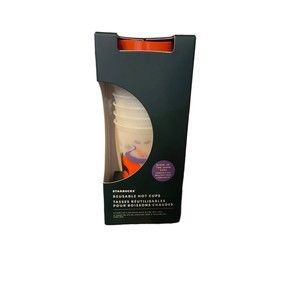 Starbucks Halloween Reusable Glow In The Dark Hot Cups NEW 2022 6 Cups w Lids